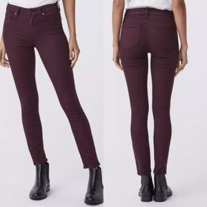 Paige Hoxton Ankle Frayed Hem Burgundy Denim Jeans sz 29